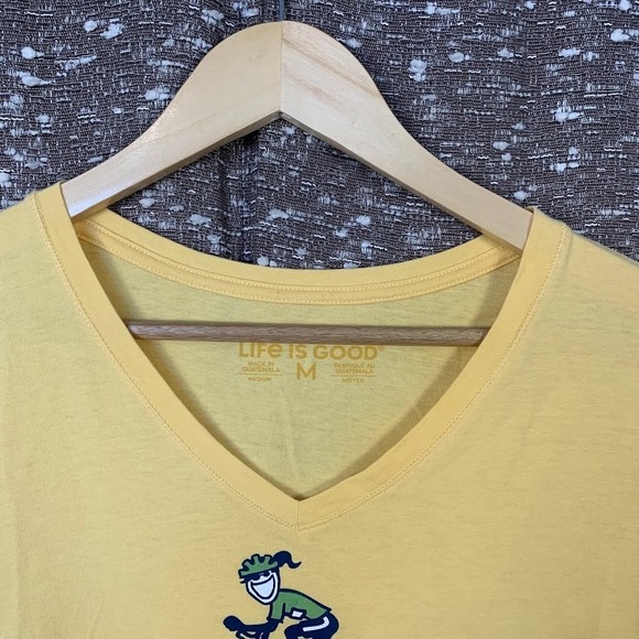 Life is Good Yellow Crusher V-neck Biking Short Sleeve Shirt Women's M - Picture 3 of 7